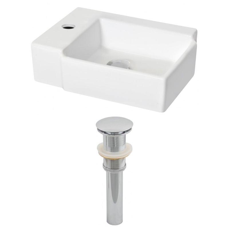 American Imaginations AI-14846 16" White Rectangular Ceramic Wall Mount Bathroom Vessel Sink Set