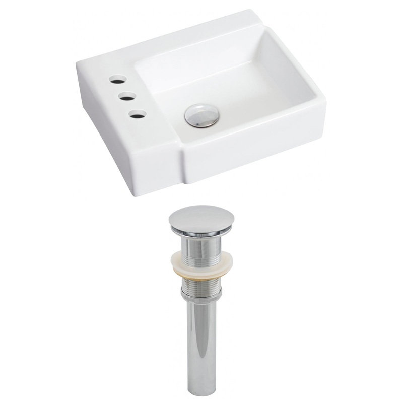 American Imaginations AI-14847 16" White Rectangular Ceramic Wall Mount Bathroom Vessel Sink Set