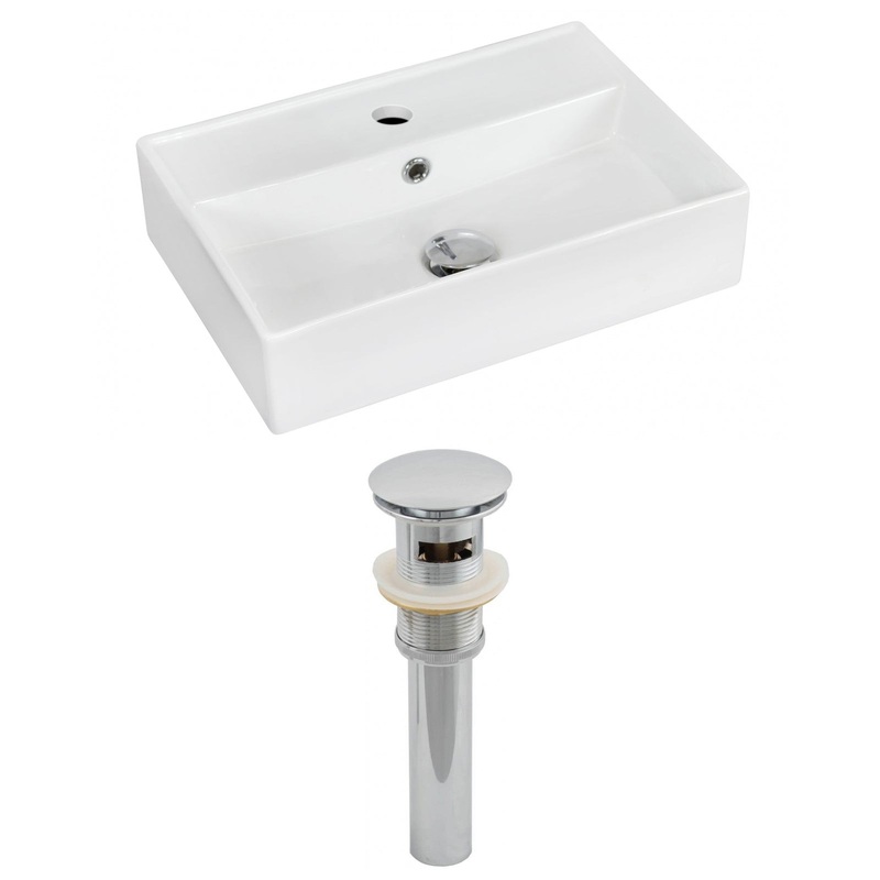 American Imaginations AI-14851 20" White Rectangular Ceramic Wall Mount Bathroom Vessel Sink Set