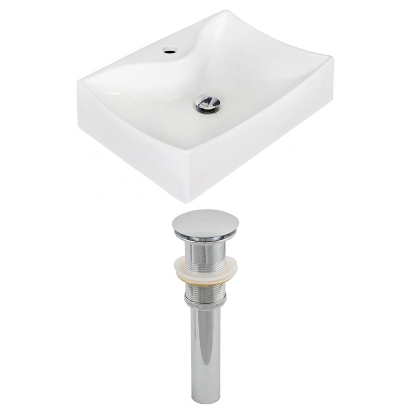 American Imaginations AI-14857 22" White Rectangular Ceramic Above Counter Bathroom Vessel Sink Set