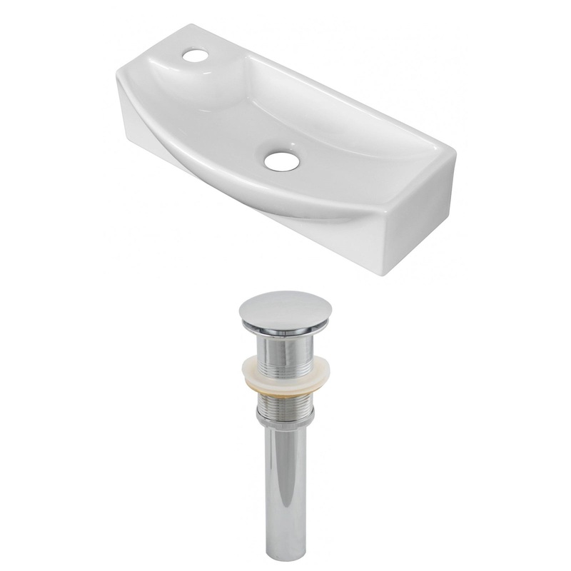 American Imaginations AI-14860 18" White Rectangular Ceramic Above Counter Bathroom Vessel Sink Set