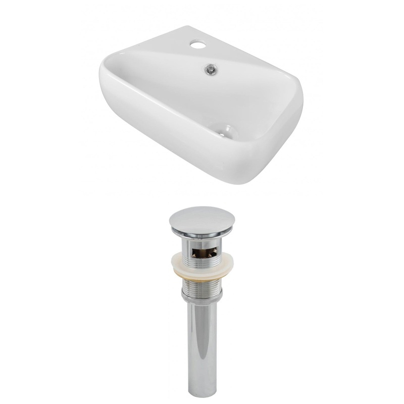 American Imaginations AI-14862 18" White Rectangular Ceramic Above Counter Bathroom Vessel Sink Set