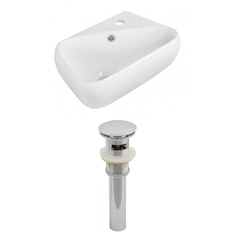 American Imaginations AI-14864 18" White Rectangular Ceramic Above Counter Bathroom Vessel Sink Set