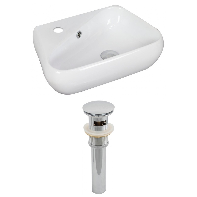 American Imaginations AI-14866 18" White Unique Ceramic Above Counter Bathroom Vessel Sink Set