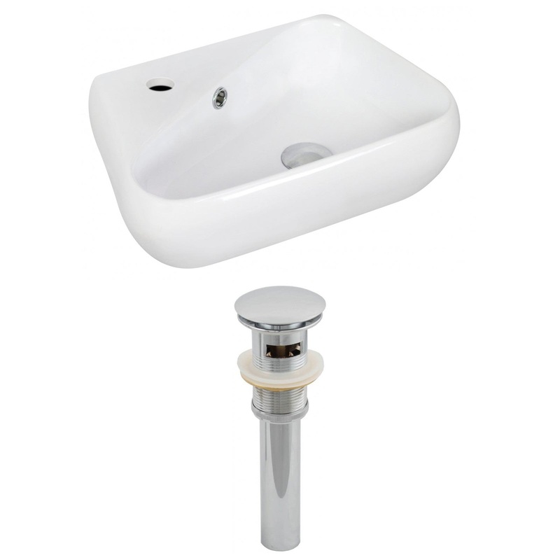 American Imaginations AI-14868 18" White Unique Ceramic Wall Mount Bathroom Vessel Sink Set