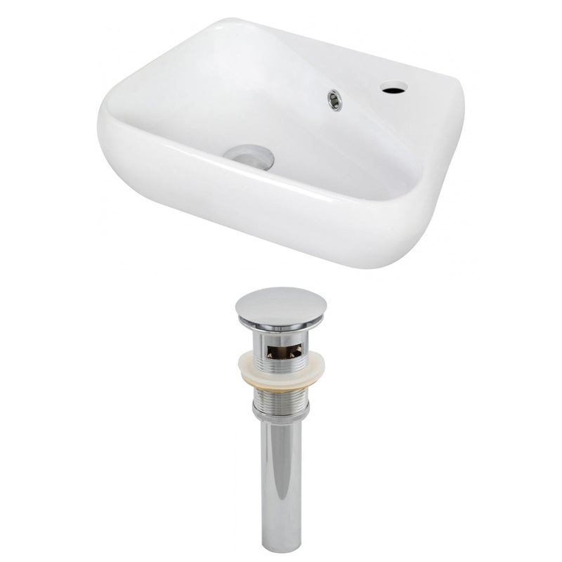 American Imaginations AI-14869 18" White Unique Ceramic Wall Mount Bathroom Vessel Sink Set