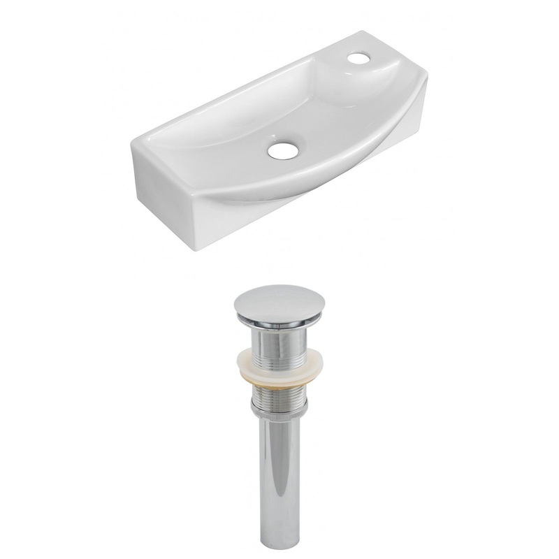 American Imaginations AI-14870 18" White Rectangular Ceramic Above Counter Bathroom Vessel Sink Set
