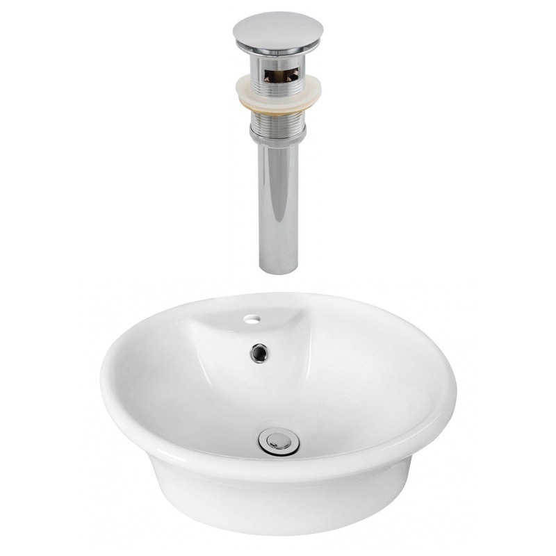 American Imaginations AI-14872 19" White Oval Ceramic Above Counter Bathroom Vessel Sink Set