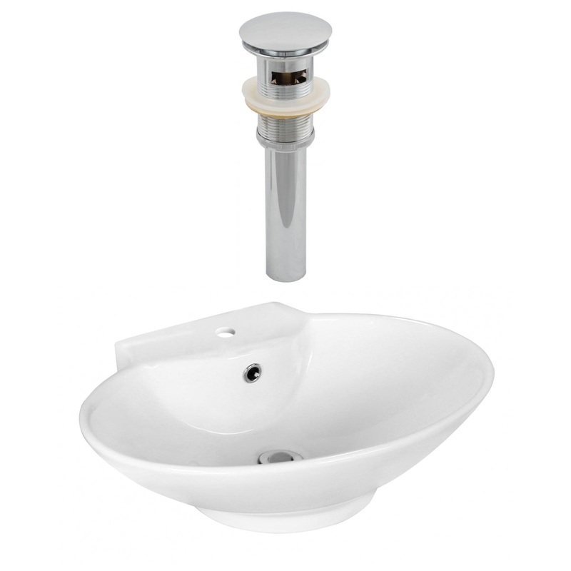 American Imaginations AI-14873 23" White Oval Ceramic Above Counter Bathroom Vessel Sink Set