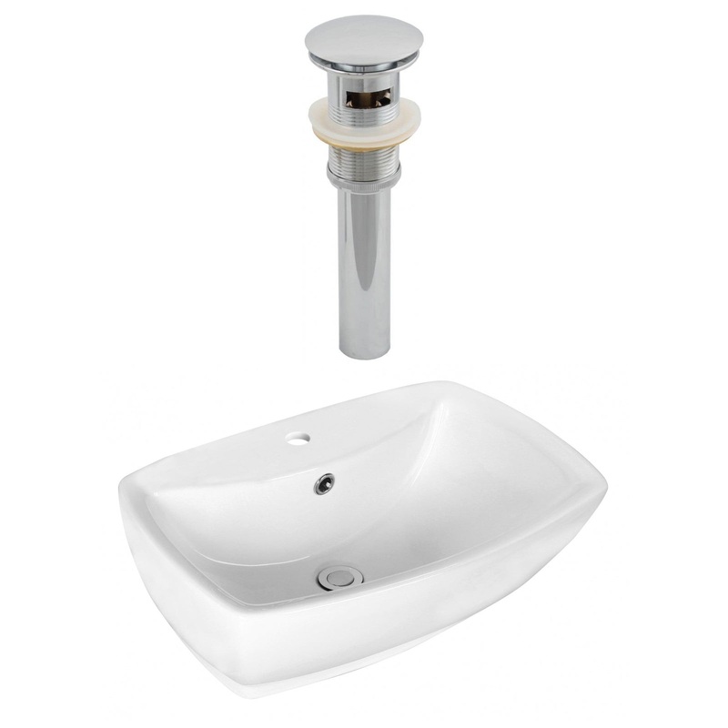 American Imaginations AI-14874 22" White Rectangular Ceramic Above Counter Bathroom Vessel Sink Set