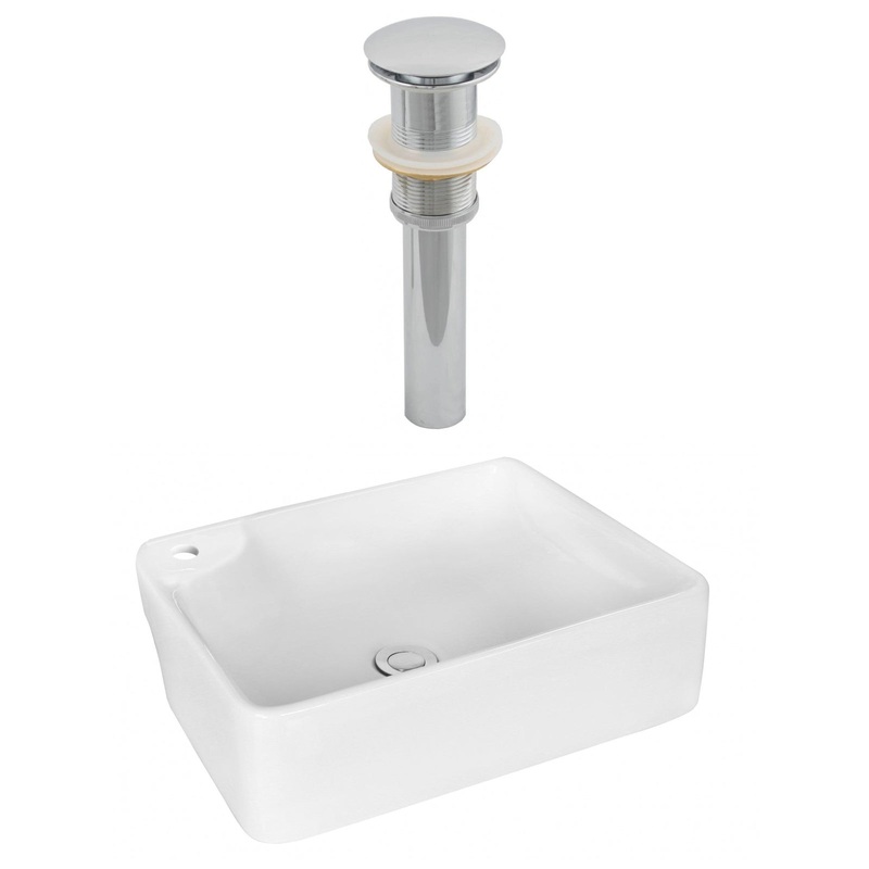 American Imaginations AI-14883 17" White Rectangular Ceramic Above Counter Bathroom Vessel Sink Set