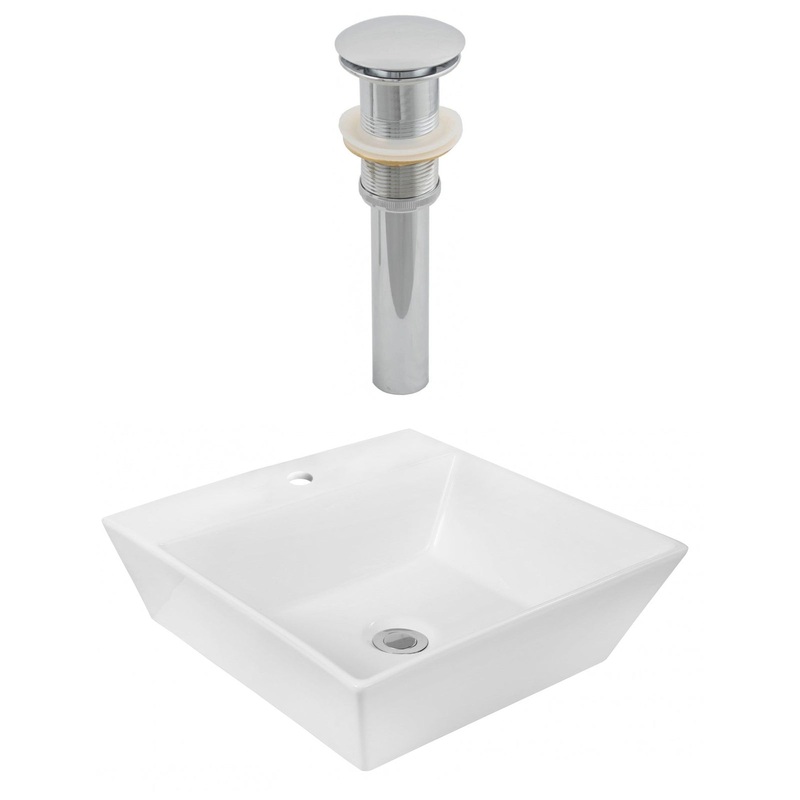 American Imaginations AI-14886 17" White Square Ceramic Above Counter Bathroom Vessel Sink Set