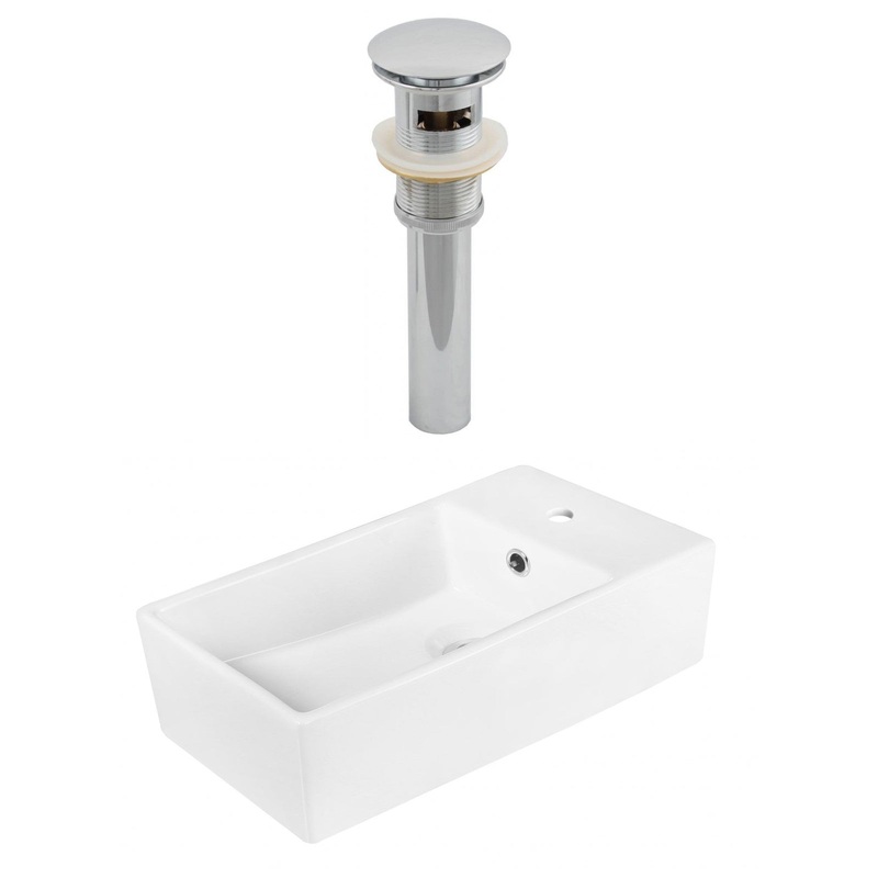 American Imaginations AI-14887 19" White Rectangular Ceramic Above Counter Bathroom Vessel Sink Set