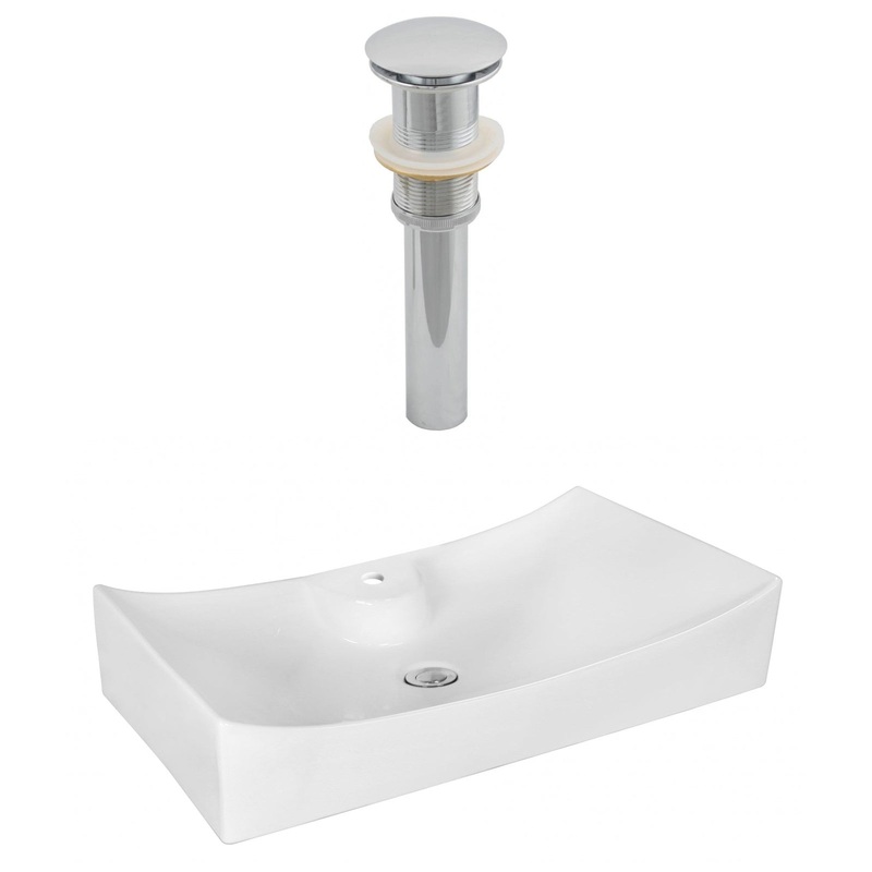 American Imaginations AI-14888 26" White Rectangular Ceramic Above Counter Bathroom Vessel Sink Set