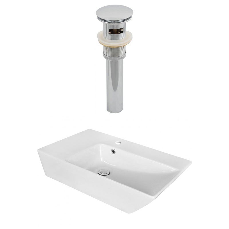 American Imaginations AI-14890 26" White Rectangular Ceramic Above Counter Bathroom Vessel Sink Set
