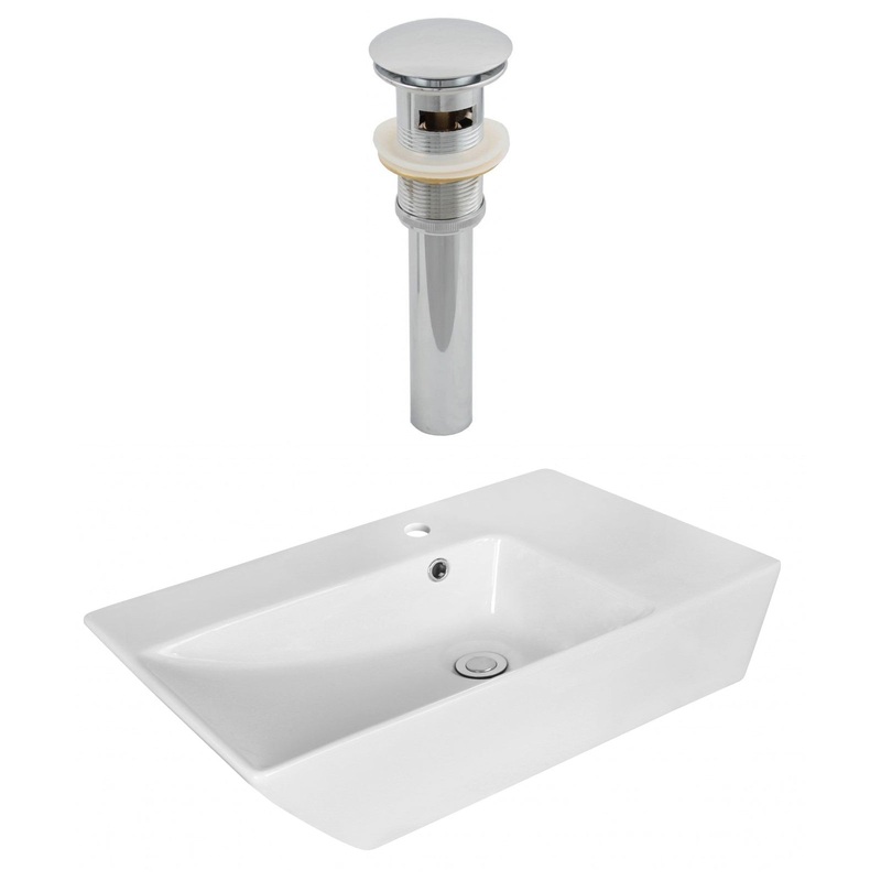 American Imaginations AI-14891 26" White Rectangular Ceramic Above Counter Bathroom Vessel Sink Set