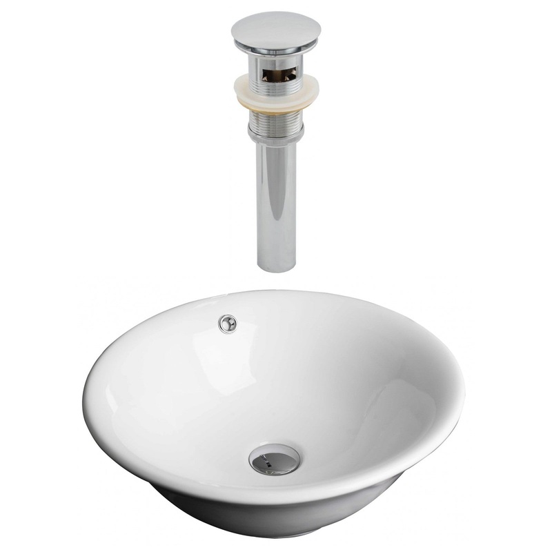 American Imaginations AI-14892 17" White Round Ceramic Above Counter Bathroom Vessel Sink Set