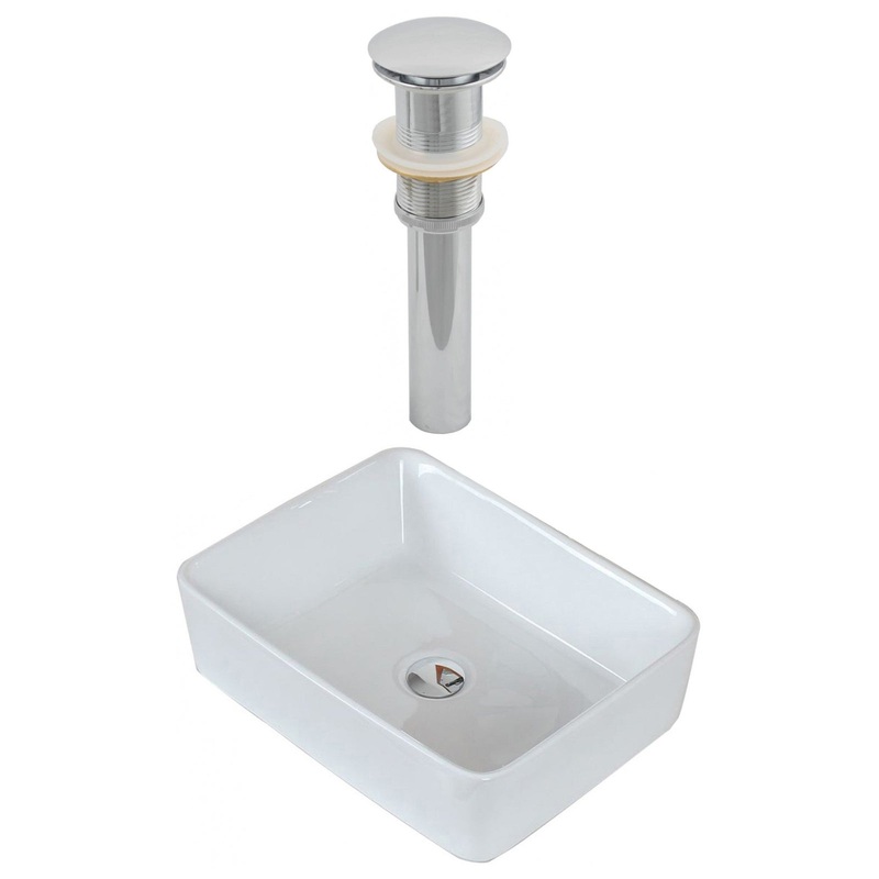 American Imaginations AI-14895 19" White Rectangular Ceramic Above Counter Bathroom Vessel Sink Set