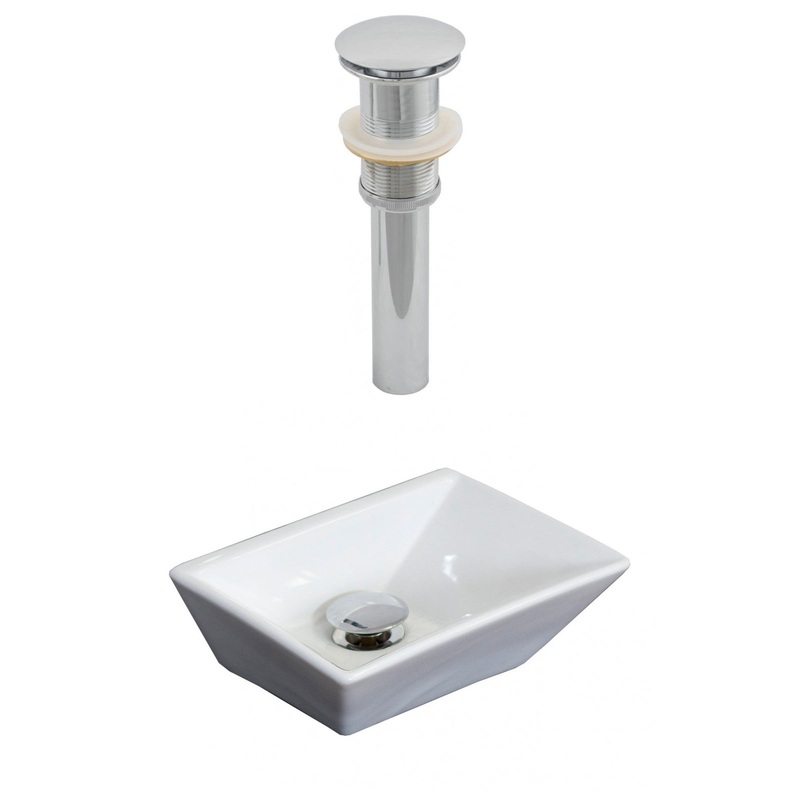 American Imaginations AI-14900 12" White Rectangular Ceramic Above Counter Bathroom Vessel Sink Set