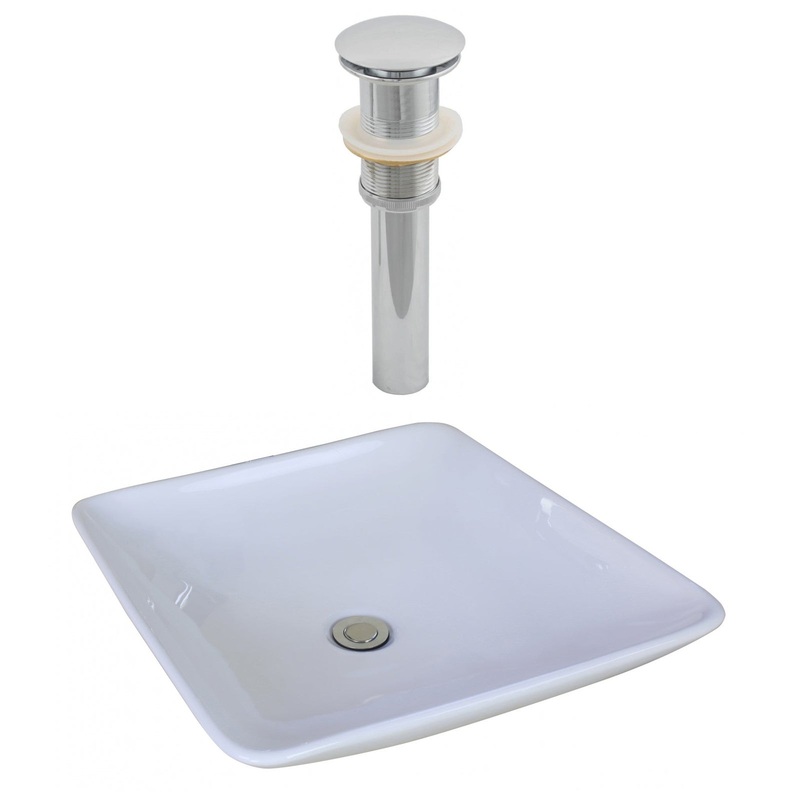 American Imaginations AI-14904 17" White Square Ceramic Above Counter Bathroom Vessel Sink Set