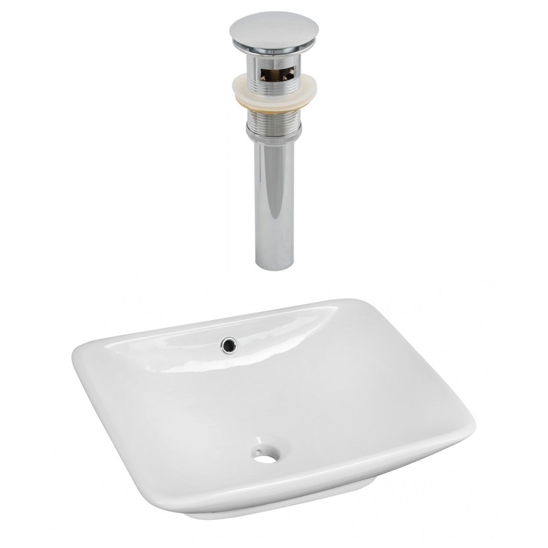American Imaginations AI-14907 22" White Rectangular Ceramic Above Counter Bathroom Vessel Sink Set