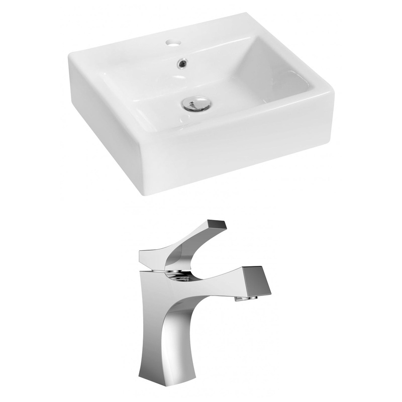 American Imaginations AI-14930 21" White Rectangular Ceramic Above Counter Bathroom Vessel Sink Set