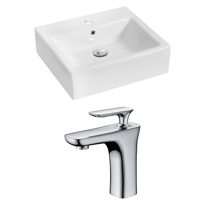 American Imaginations AI-14933 21" White Rectangular Ceramic Above Counter Bathroom Vessel Sink Set