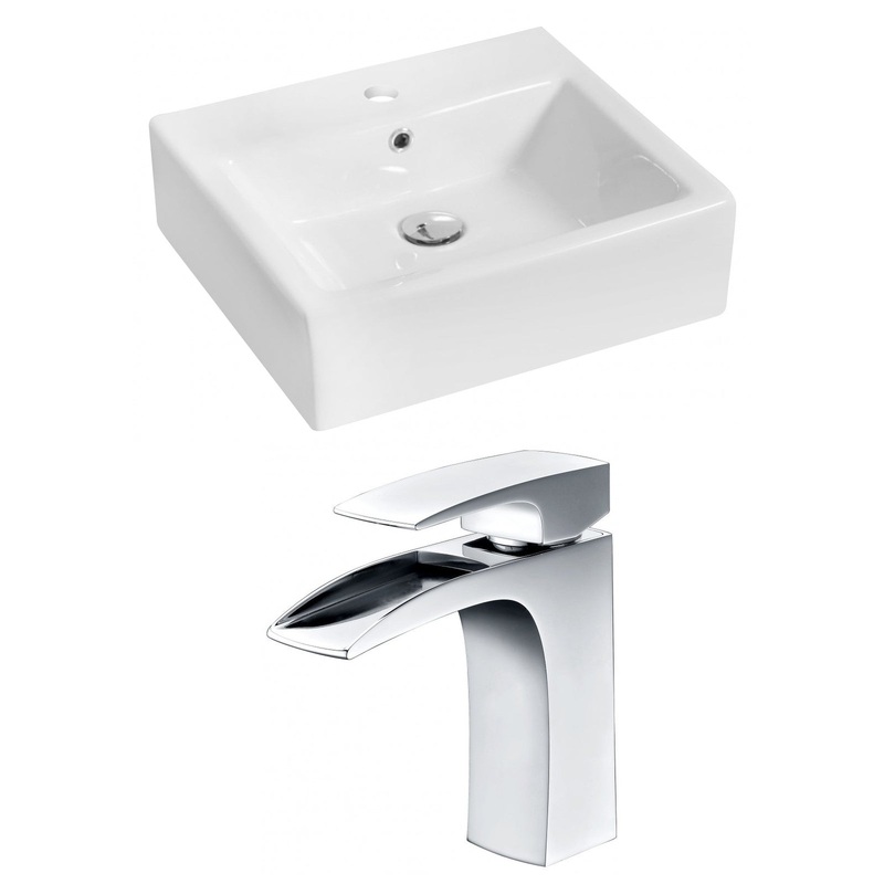 American Imaginations AI-14934 21" White Rectangular Ceramic Above Counter Bathroom Vessel Sink Set