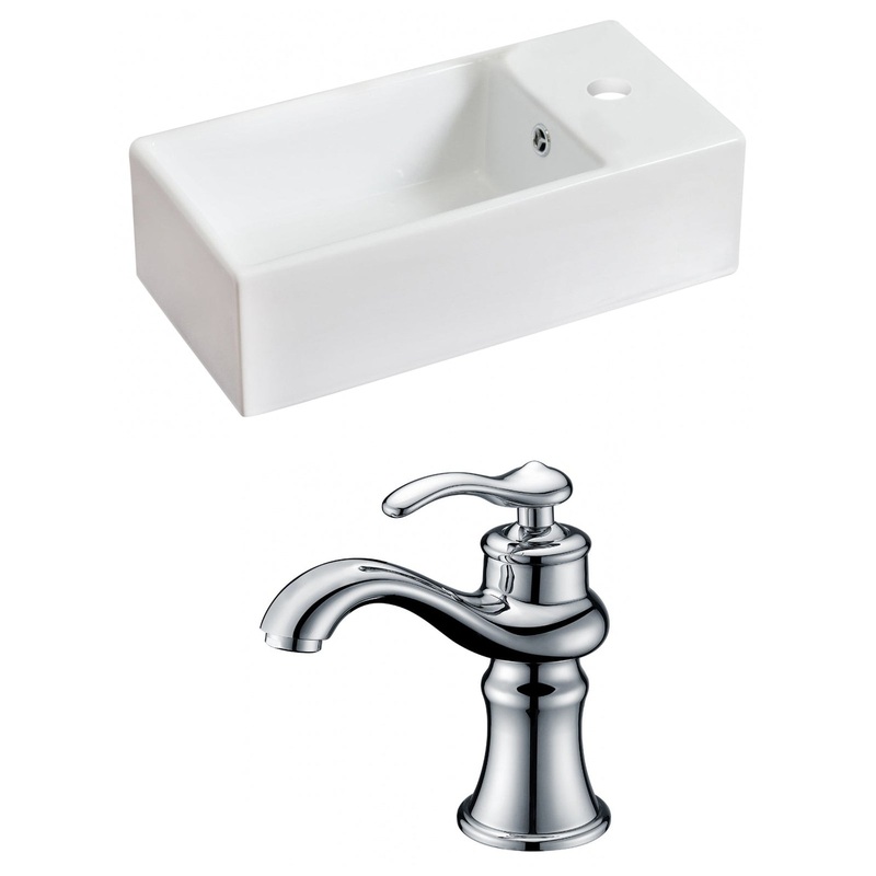 American Imaginations AI-15026 19" White Rectangular Ceramic Above Counter Bathroom Vessel Sink Set