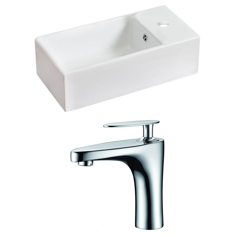 American Imaginations AI-15027 19" White Rectangular Ceramic Above Counter Bathroom Vessel Sink Set