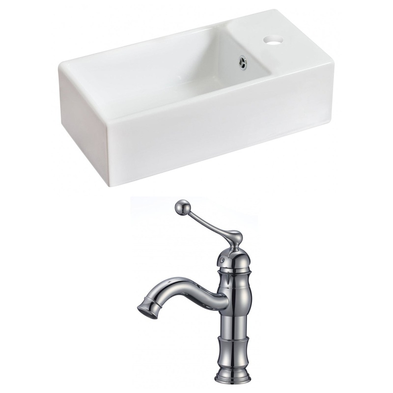 American Imaginations AI-15031 19" White Rectangular Ceramic Above Counter Bathroom Vessel Sink Set