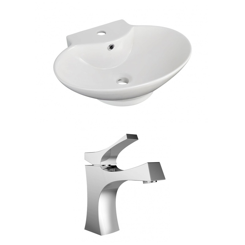 American Imaginations AI-15032 23" White Oval Ceramic Above Counter Bathroom Vessel Sink Set