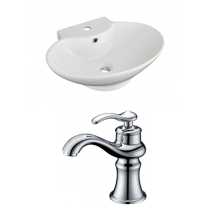 American Imaginations AI-15033 23" White Oval Ceramic Above Counter Bathroom Vessel Sink Set