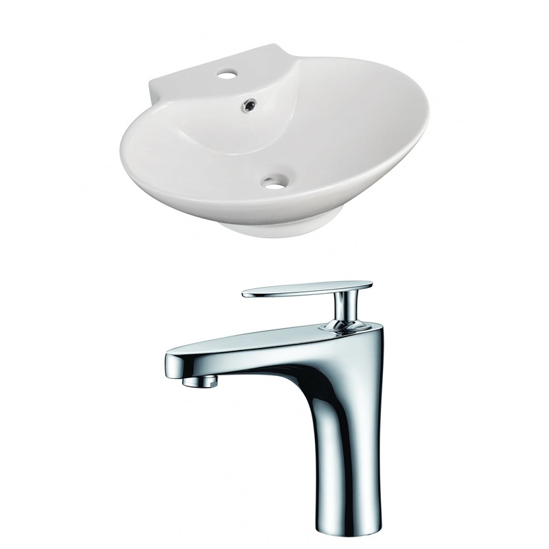 American Imaginations AI-15034 23" White Oval Ceramic Above Counter Bathroom Vessel Sink Set