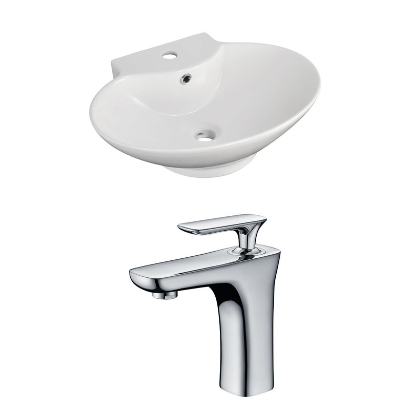 American Imaginations AI-15035 23" White Oval Ceramic Above Counter Bathroom Vessel Sink Set