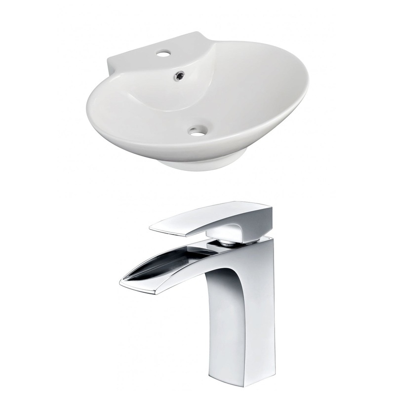 American Imaginations AI-15036 23" White Oval Ceramic Above Counter Bathroom Vessel Sink Set