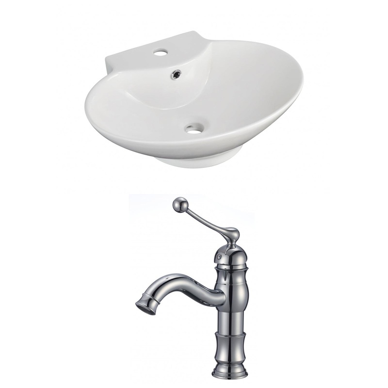 American Imaginations AI-15038 23" White Oval Ceramic Above Counter Bathroom Vessel Sink Set