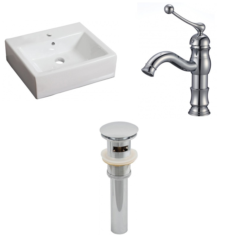 American Imaginations AI-26124 21" White Rectangular Ceramic Wall Mount Bathroom Vessel Sink Set