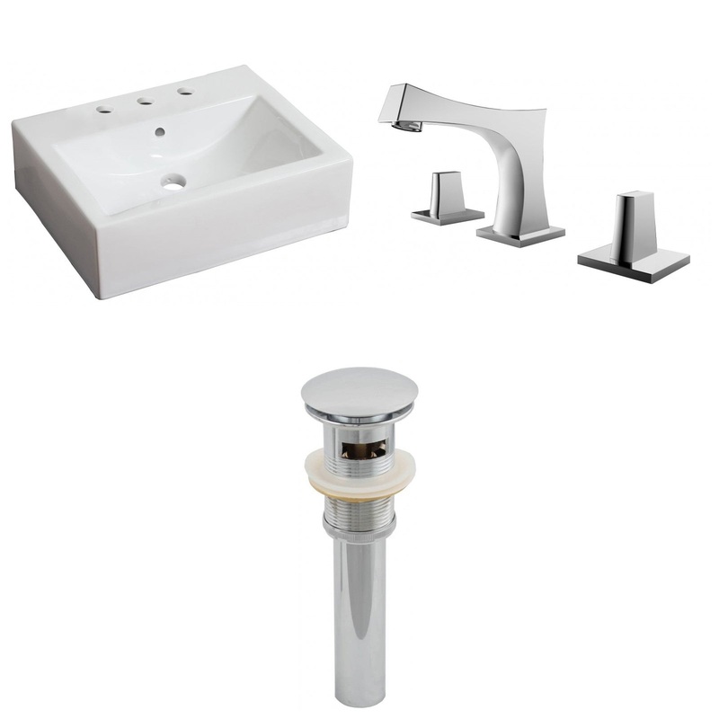 American Imaginations AI-26125 21" White Rectangular Ceramic Wall Mount Bathroom Vessel Sink Set