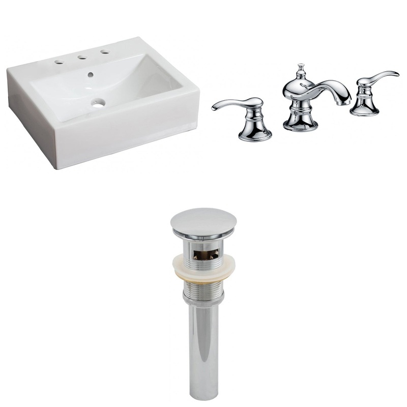 American Imaginations AI-26126 21" White Rectangular Ceramic Wall Mount Bathroom Vessel Sink Set