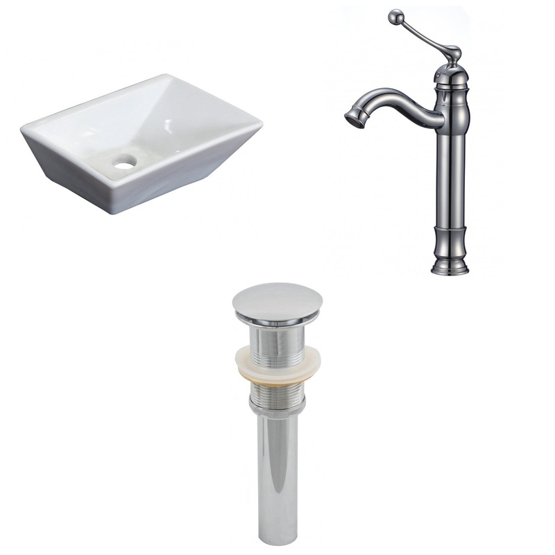 American Imaginations AI-26168 12" White Rectangular Ceramic Above Counter Bathroom Vessel Sink Set