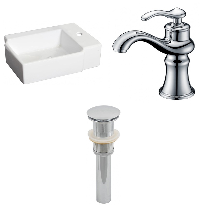 American Imaginations AI-26174 16" White Rectangular Ceramic Above Counter Bathroom Vessel Sink Set