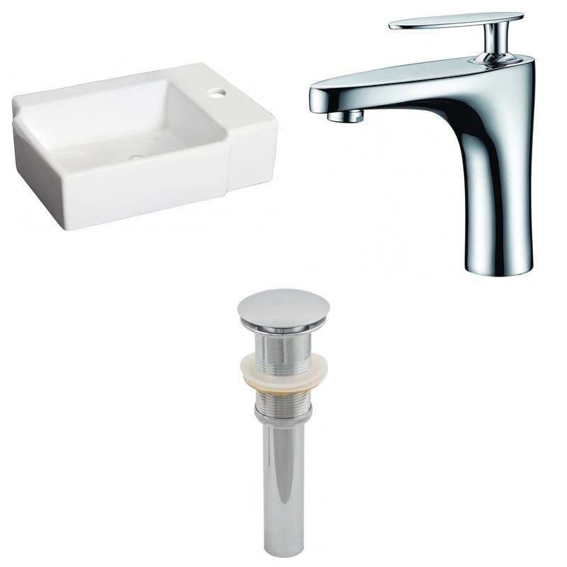 American Imaginations AI-26175 16" White Rectangular Ceramic Above Counter Bathroom Vessel Sink Set