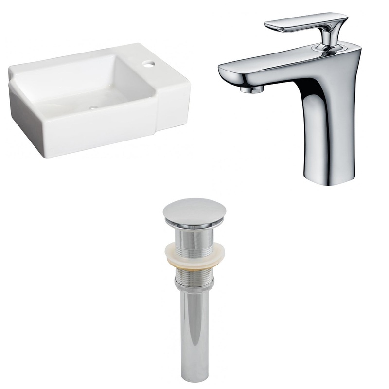 American Imaginations AI-26176 16" White Rectangular Ceramic Above Counter Bathroom Vessel Sink Set