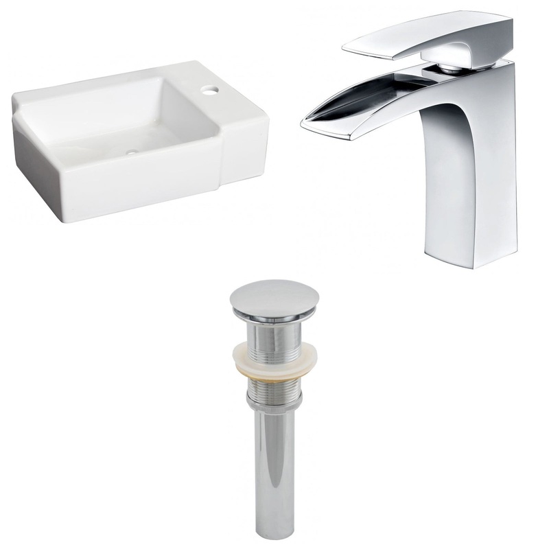 American Imaginations AI-26183 16" White Rectangular Ceramic Wall Mount Bathroom Vessel Sink Set