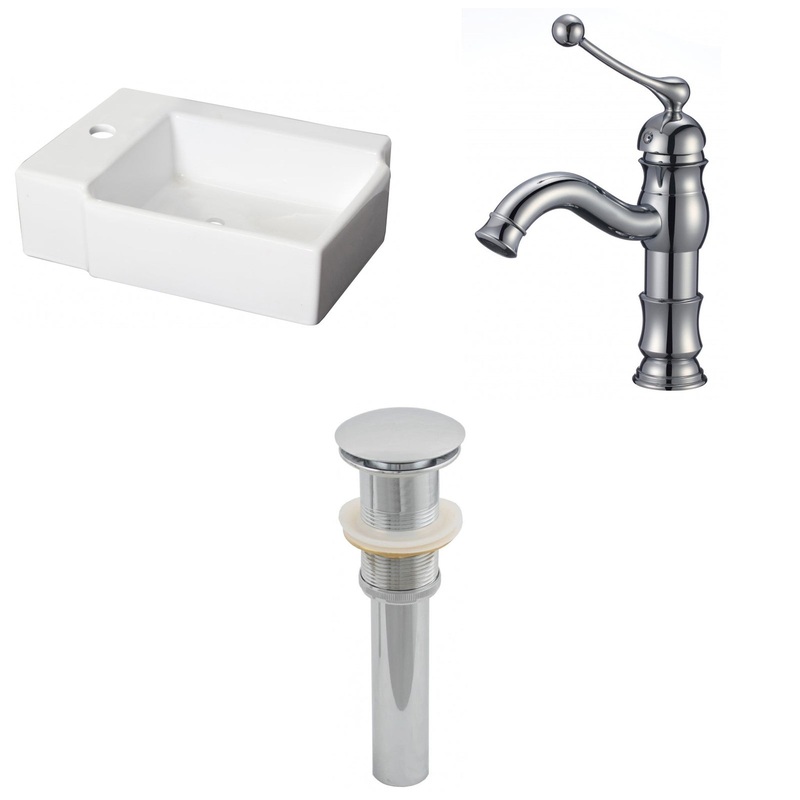 American Imaginations AI-26190 16" White Rectangular Ceramic Above Counter Bathroom Vessel Sink Set