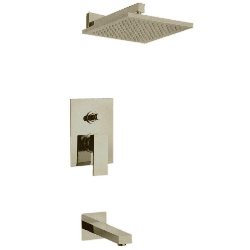 LaToscana Quadro Brushed Nickel Pressure Balance Tub & Shower Kit