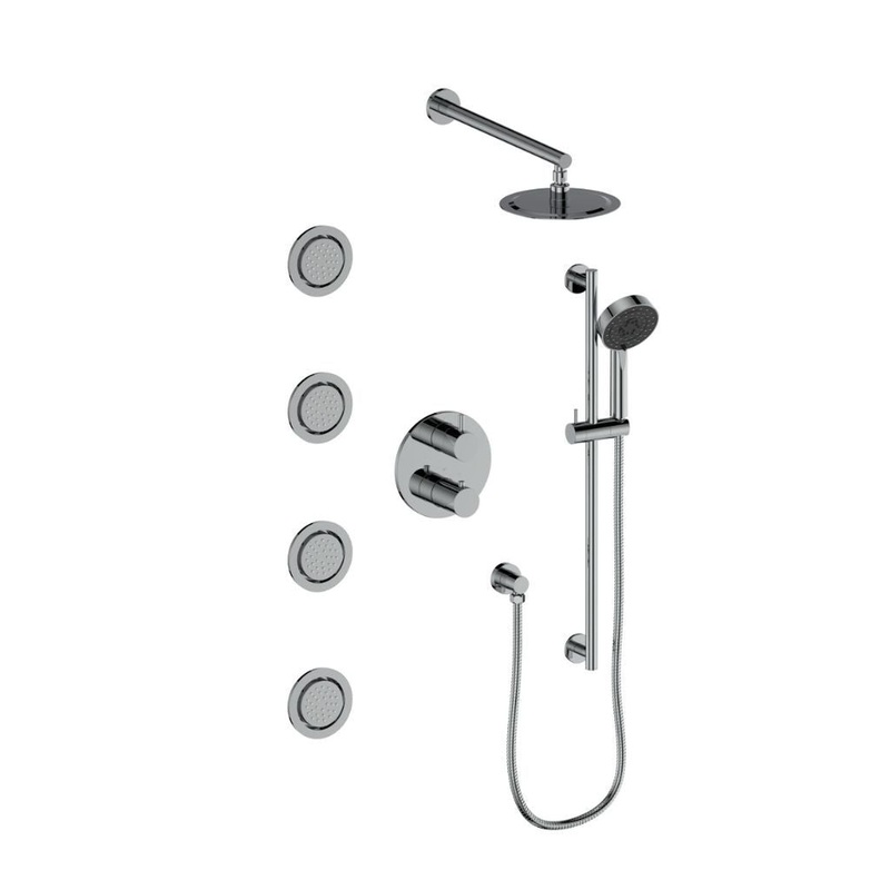 ZLINE Emerald Bay Chrome Thermostatic Rain Shower System With 4 Body Jets