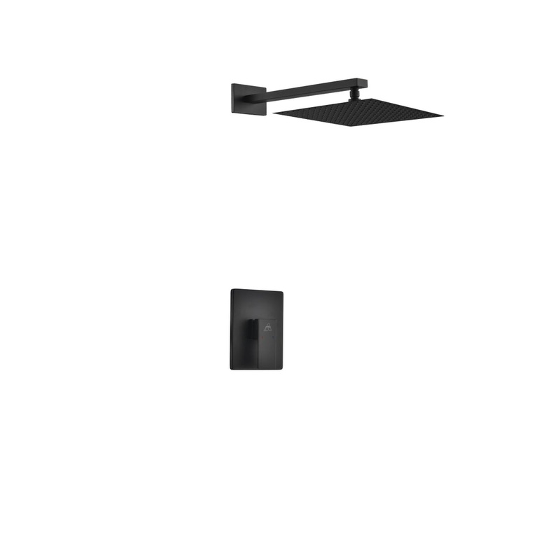 Kubebath Aqua Piazza 12" Matte Black Ceiling Mount Square With Head Rain Shower Set