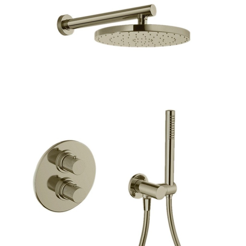LaToscana Alessandra Brushed Nickel Thermostatic Shower Kit With Handheld Shower